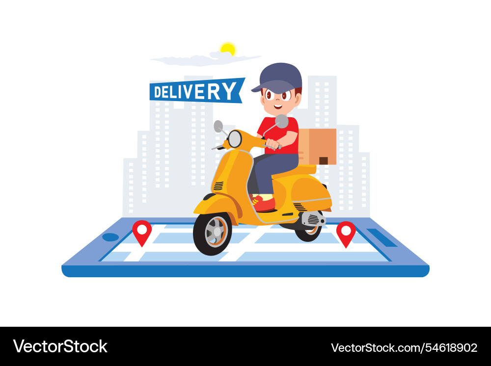 Smart delivery with digital navigation Smart delivery with digital navigation Vector Image