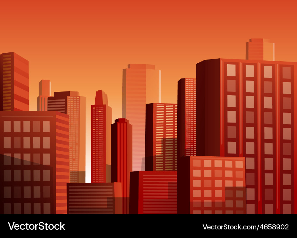 Sunset cityscape background Royalty Free Vector Image