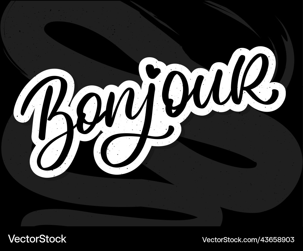 Bonjour paris phrase lettering calligraphy brush vector image