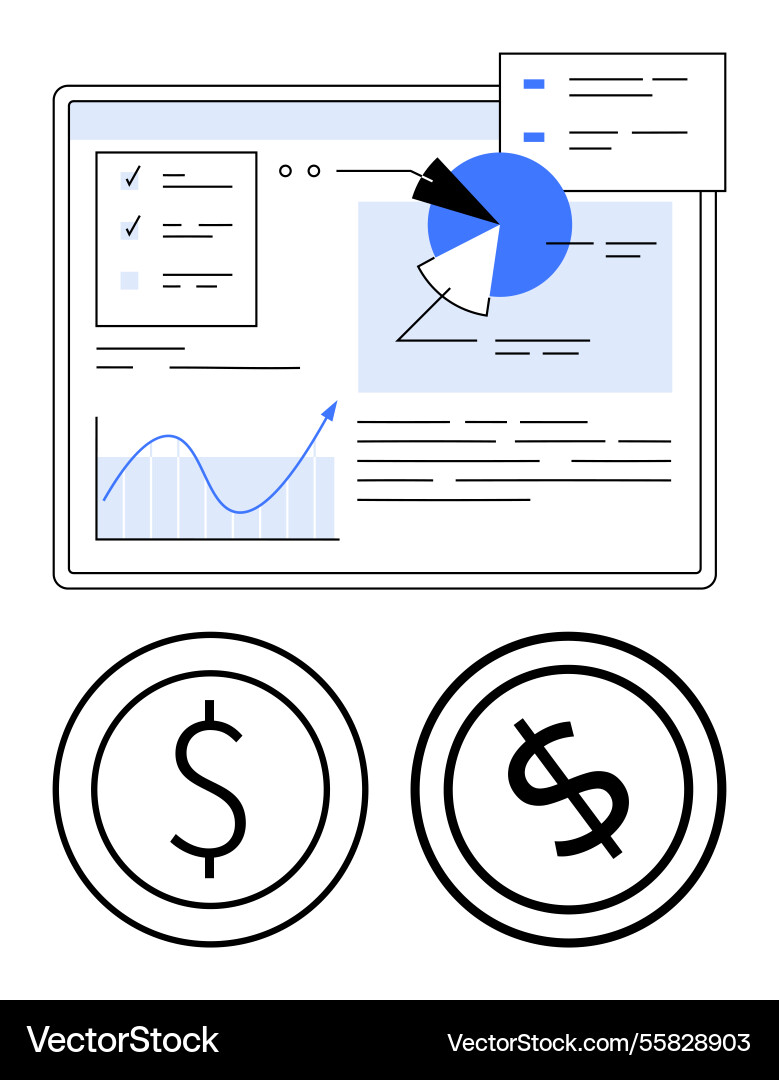 Financial data analysis with charts graphs Vector Image