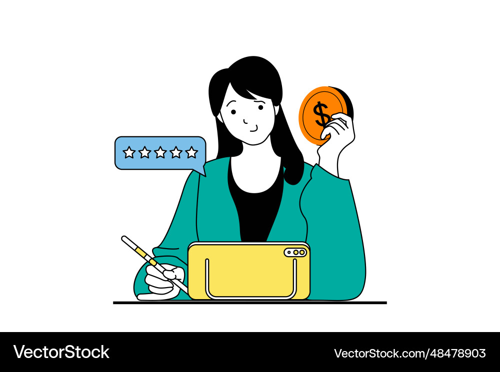 Freelance concept with people scene in flat web Freelance concept with people scene in flat web vector image