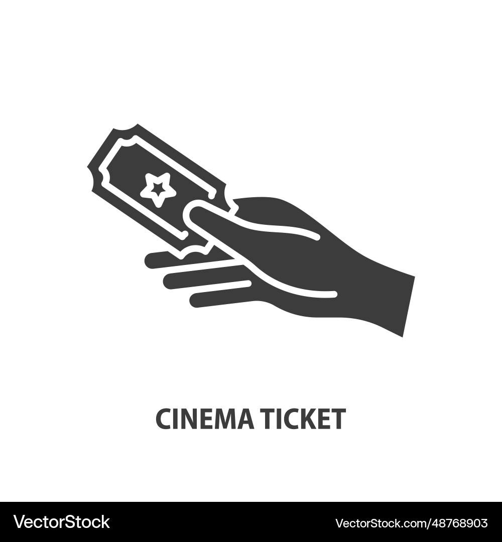 Hand halten Kino Ticket Glyph Symbol Hand halten Kino Ticket Glyph Symbol vektorbild