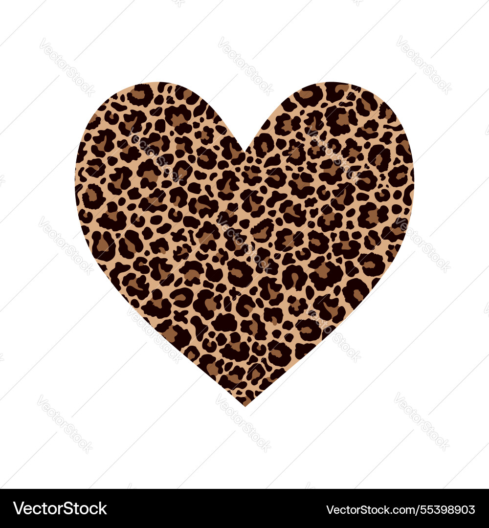 Heart filled of leopard pattern vector image