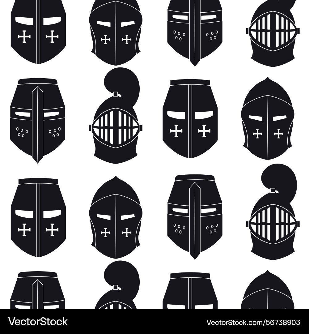 Medieval helmets pattern background Vector Image