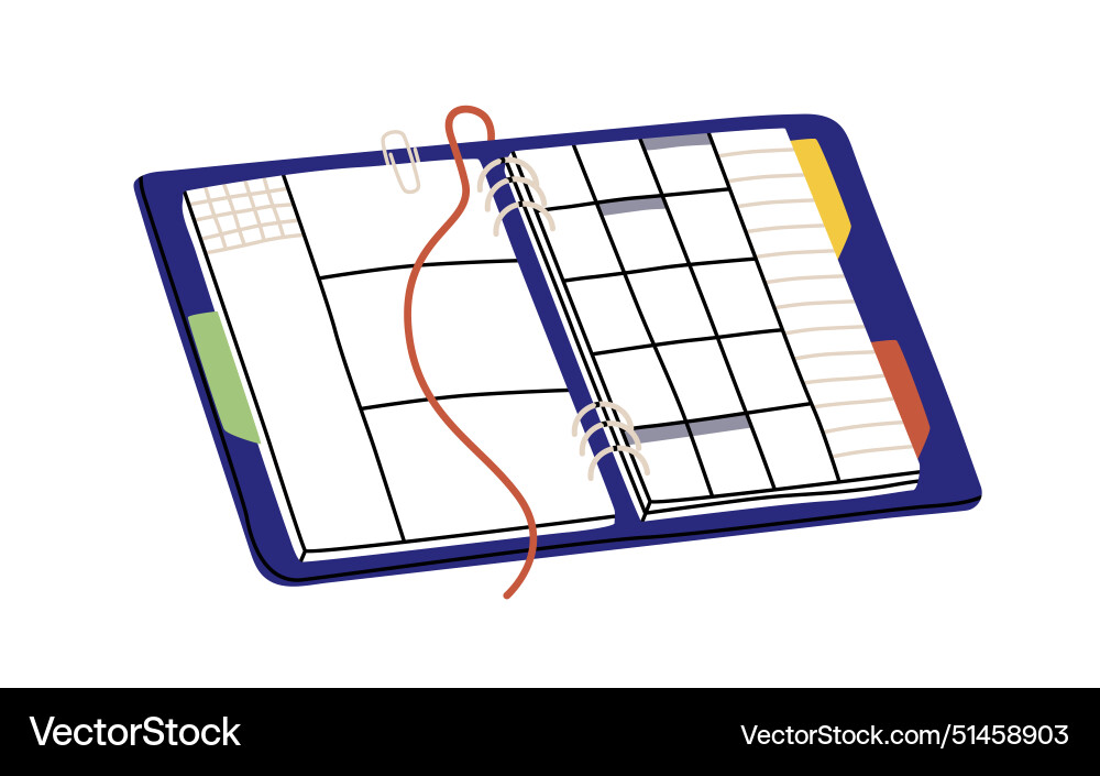 Planner organizer with calendar open notebook Planner organizer with calendar open notebook vector image