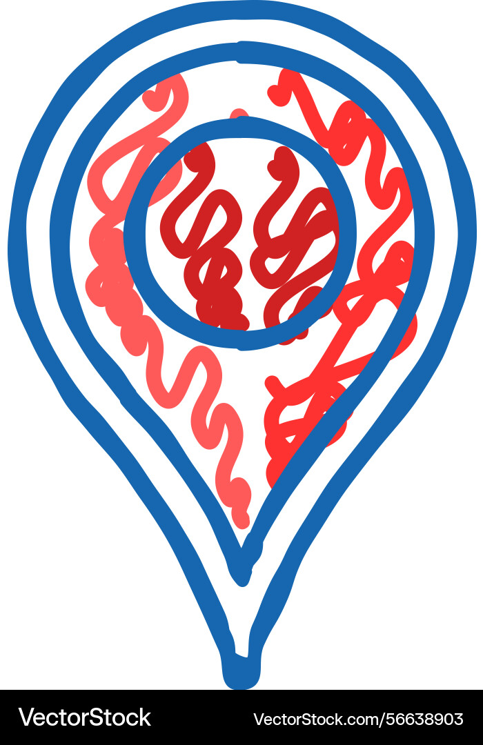 Pointer red map location icon doodle Vector Image