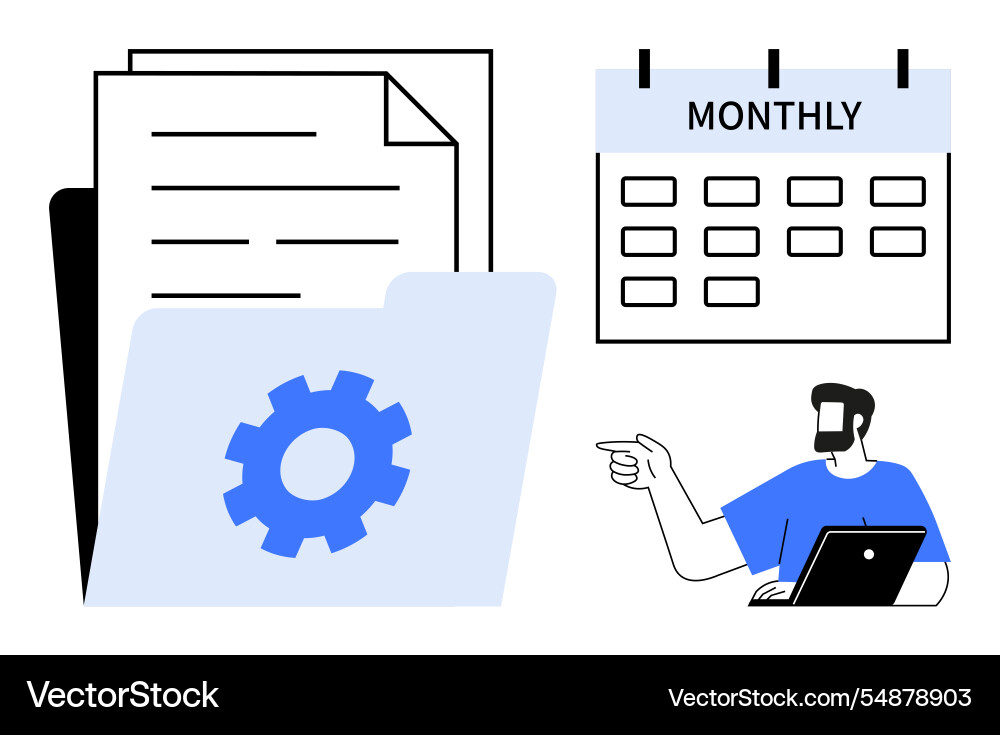 Project planning and scheduling with document Project planning and scheduling with document vector image