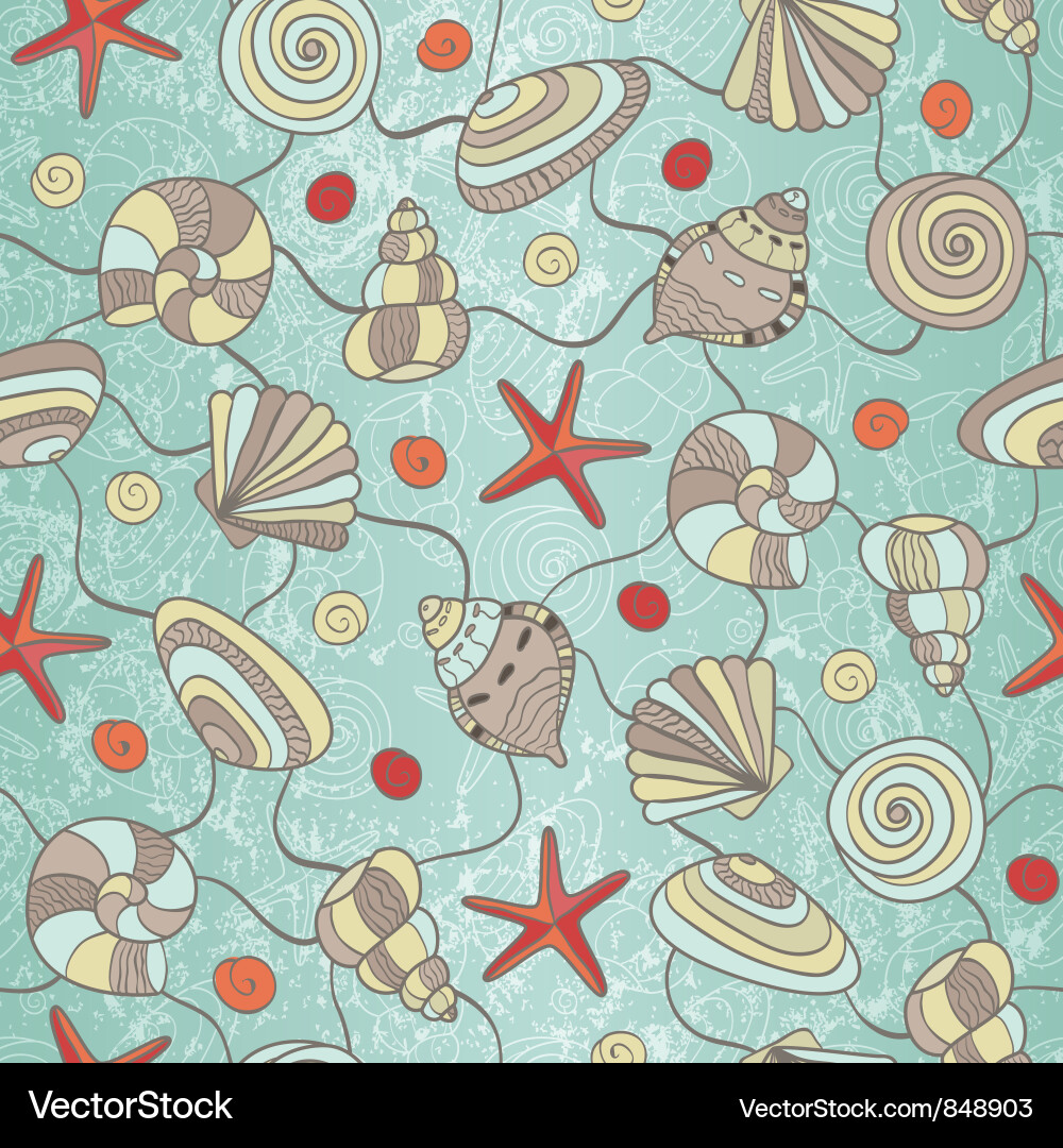 Seashell Starfish Pattern vector image