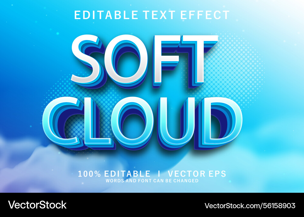 Soft cloud 3d text effect with modern style Soft cloud 3d text effect with modern style vector image