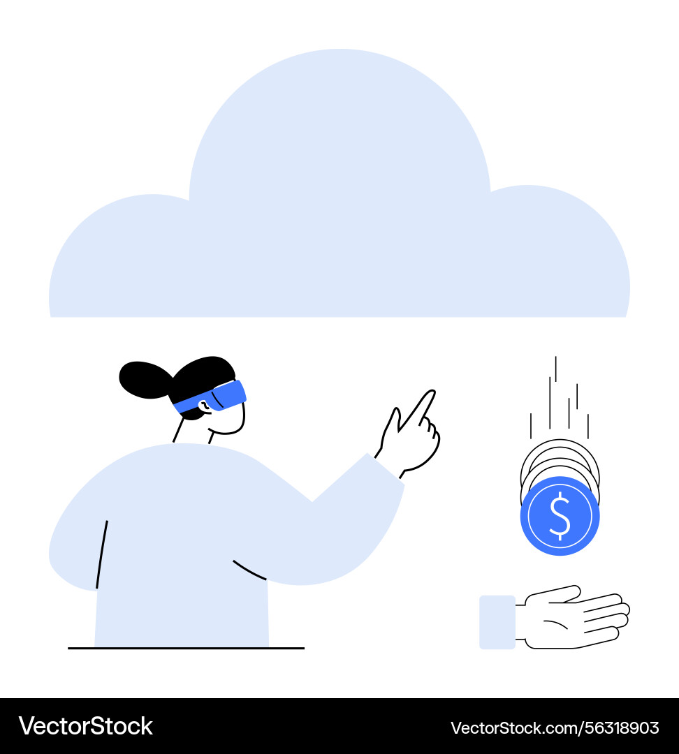 VR Cloud Computing Interaction vector image