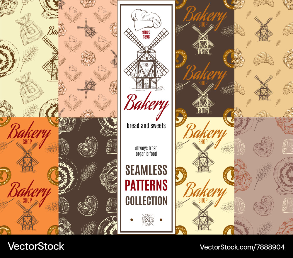 Bakery patterns set vector image