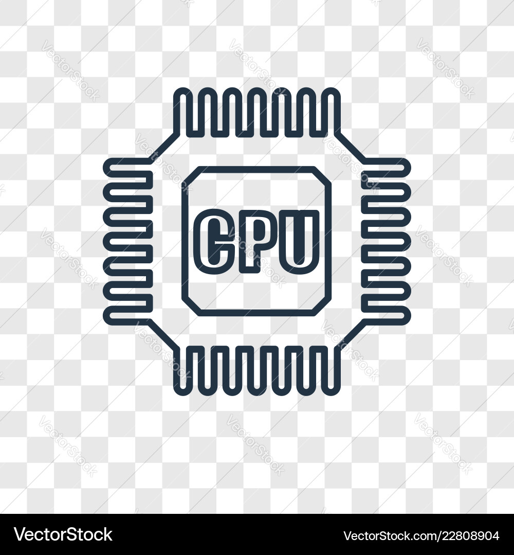 Cpu concept linear icon isolated on transparent Cpu concept linear icon isolated on transparent vector image