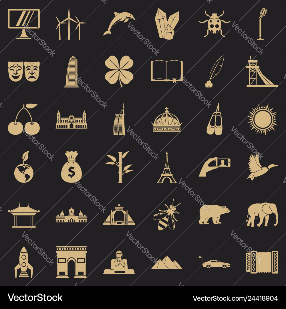 Different world icons set simple style Different world icons set simple style vector image