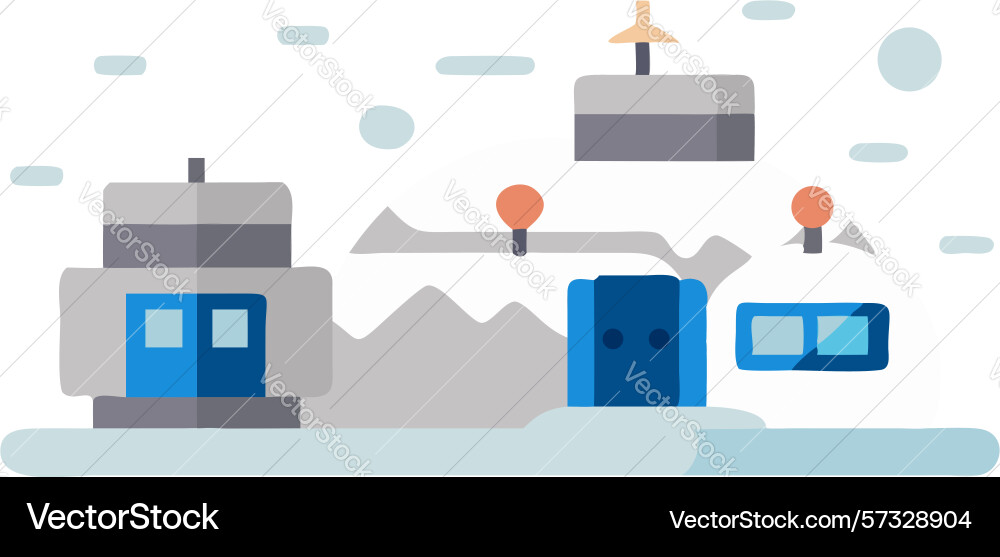 Digital office building with connected desks tech vector image
