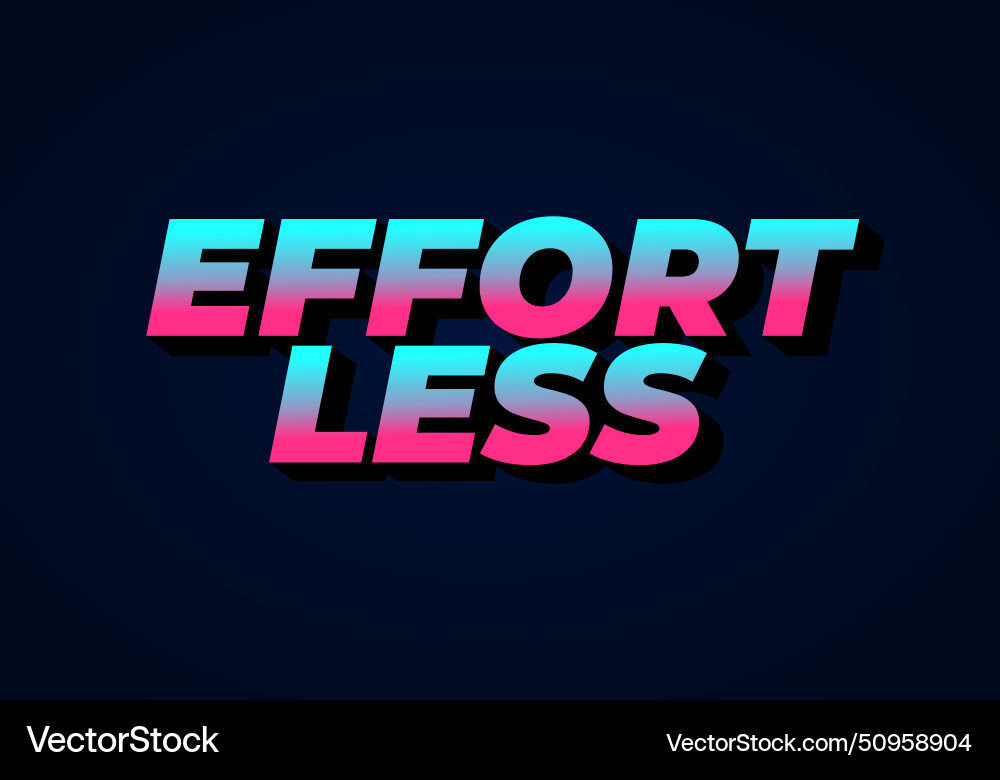Effortless text effect in 3d look with eye Effortless text effect in 3d look with eye vector image