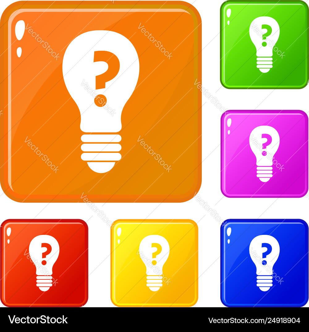 Light bulb with question mark inside icons set Light bulb with question mark inside icons set vector image