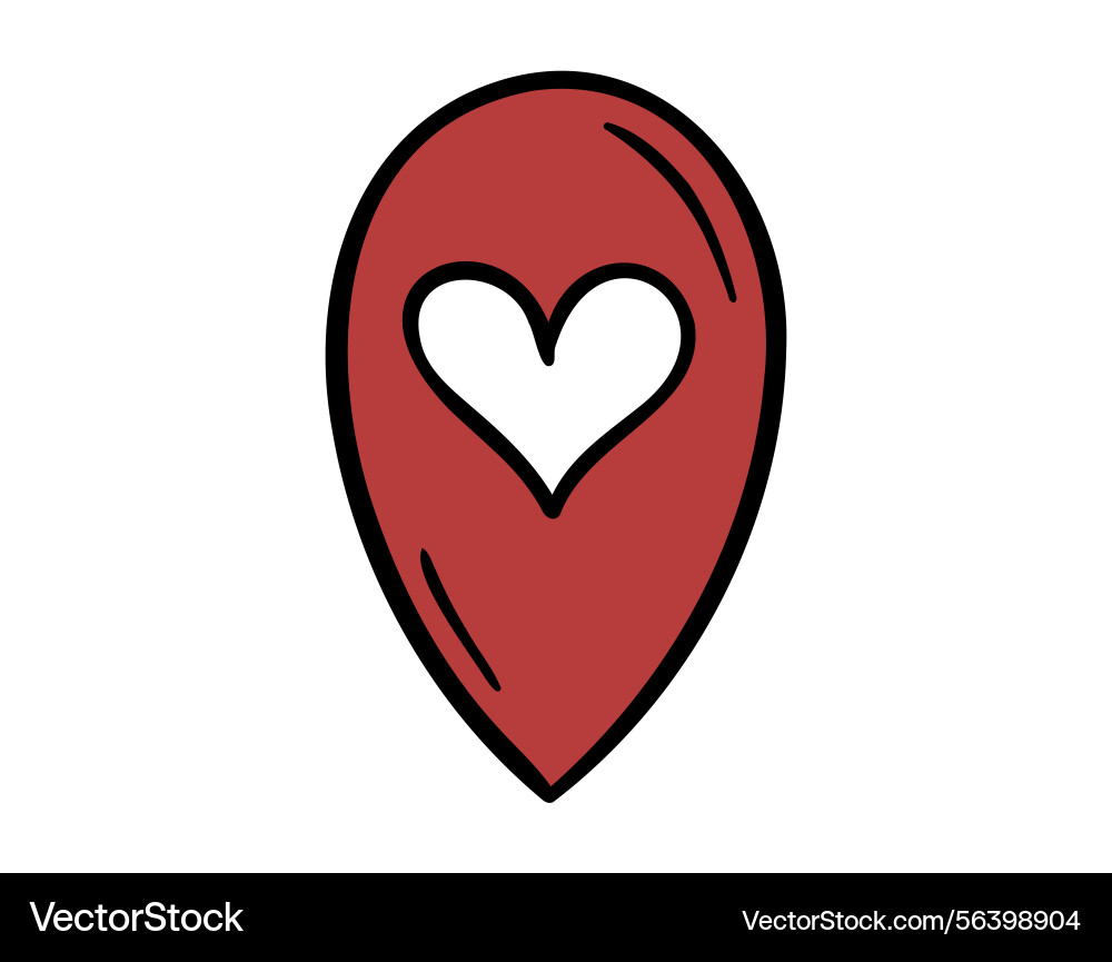 Map pointer with heart shape icon doodle hand Map pointer with heart shape icon doodle hand vector image