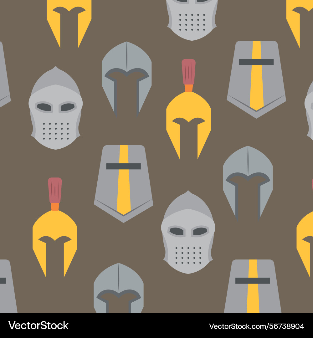 Medieval helmets pattern background Vector Image