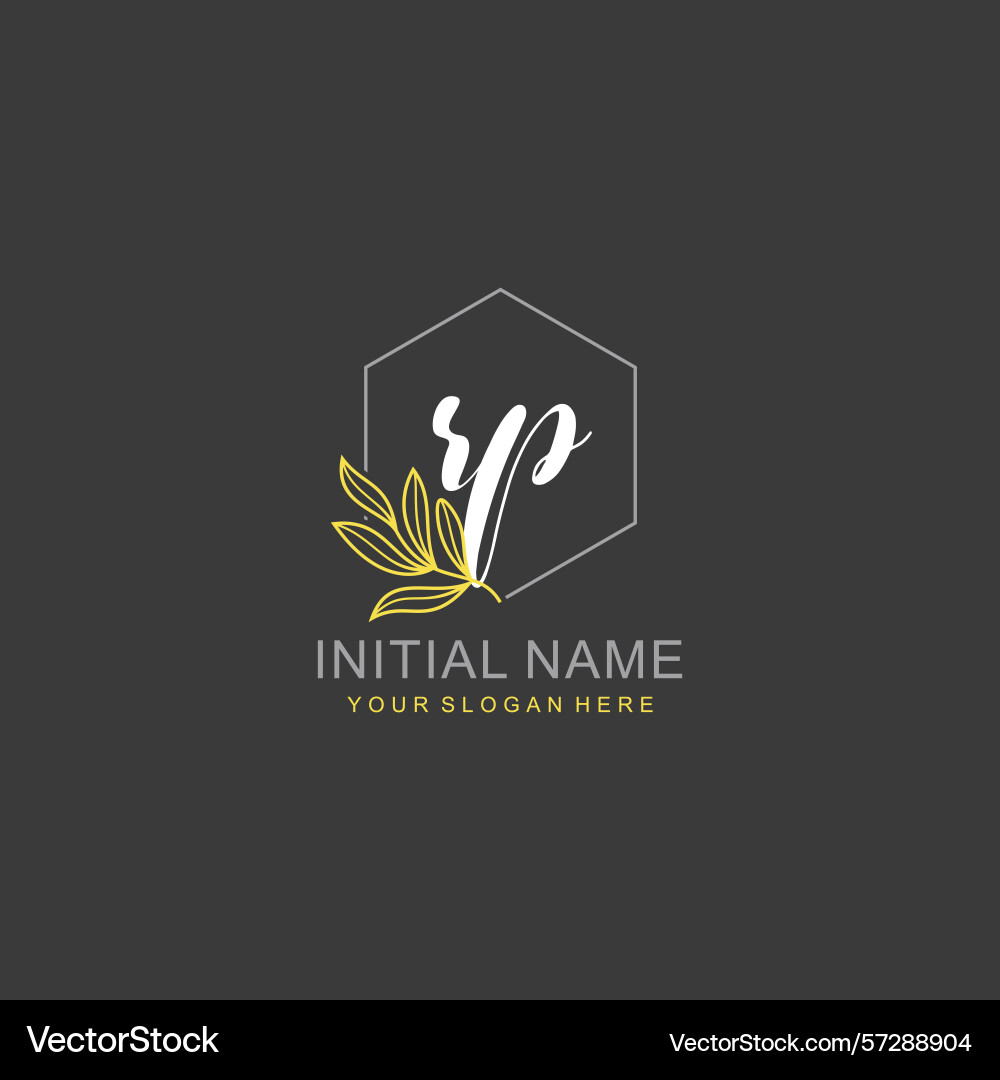 Rp initial logo templates with botanical elements Vector Image