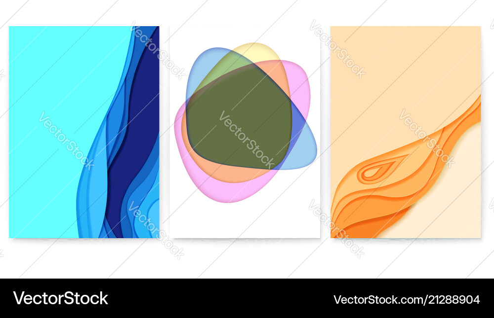 Set of abstract paper cut design with multi layers Set of abstract paper cut design with multi layers vector image