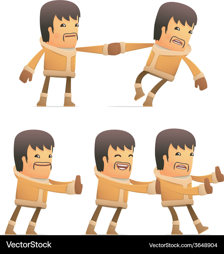 Set of eskimo character in different poses Vector Image