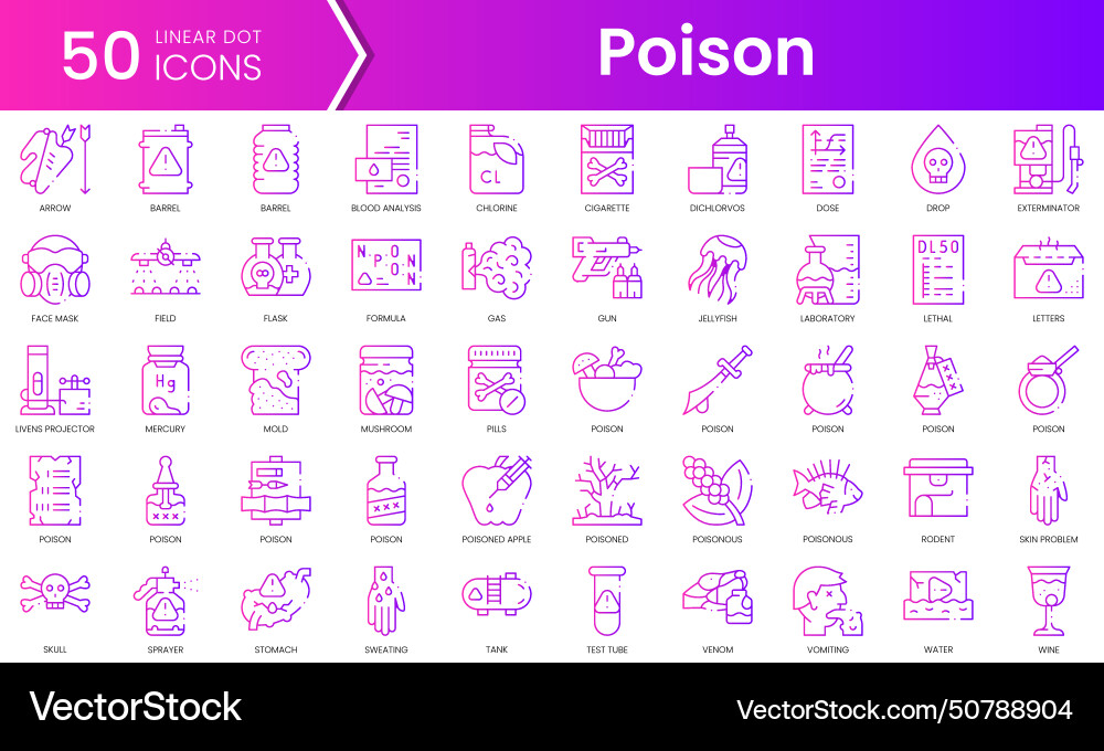 Set of poison icons gradient style icon bundle Set of poison icons gradient style icon bundle vector image