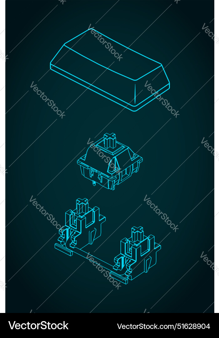 Switch with stabilizer and keycap for mechanical Switch with stabilizer and keycap for mechanical vector image