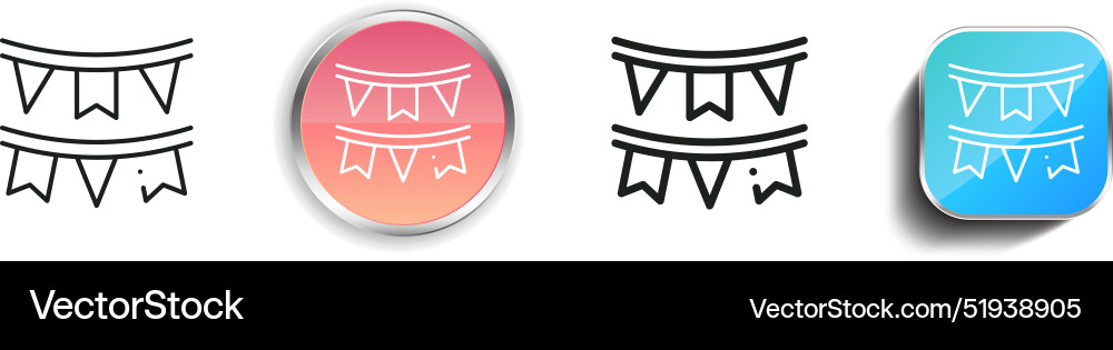 Bunting icon thin linear regular and button style vector image