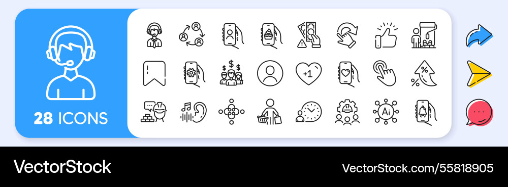 Cursor painter and bribe line icons for web app Cursor painter and bribe line icons for web app Vector Image