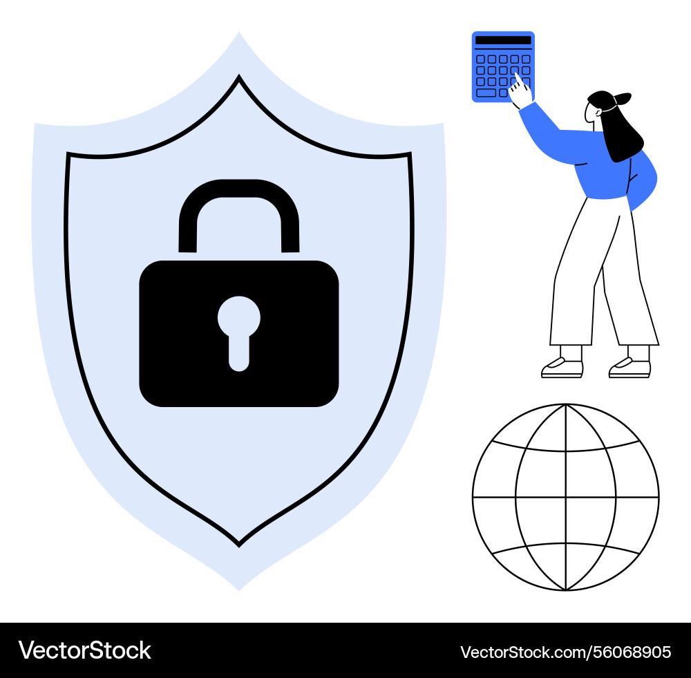 Digital security concept with lock on shield Digital security concept with lock on shield vector image