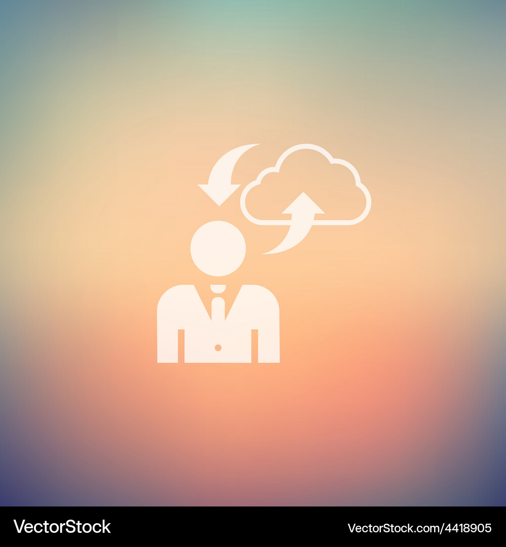 Man with cloud upload and download in flat style Vector Image
