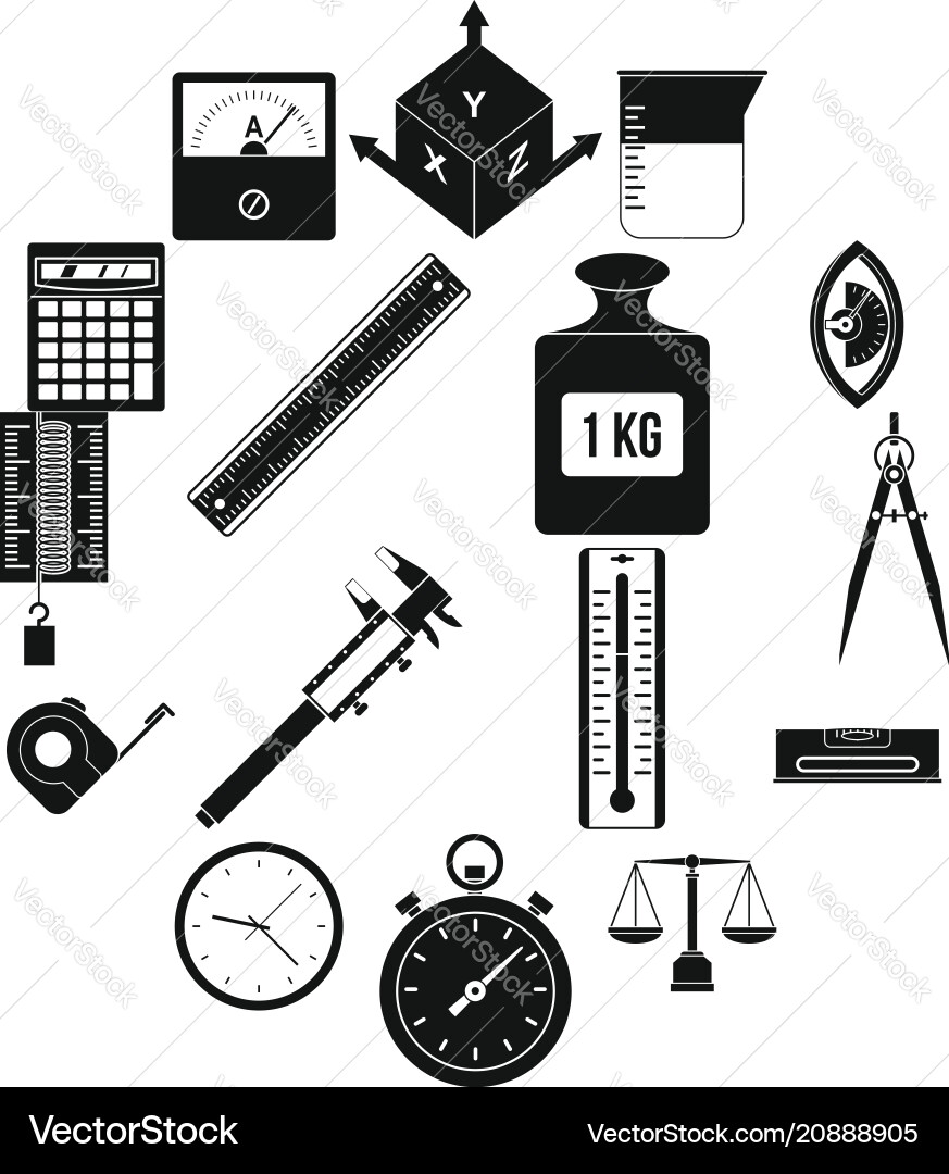 Measure precision icons set simple style Vector Image