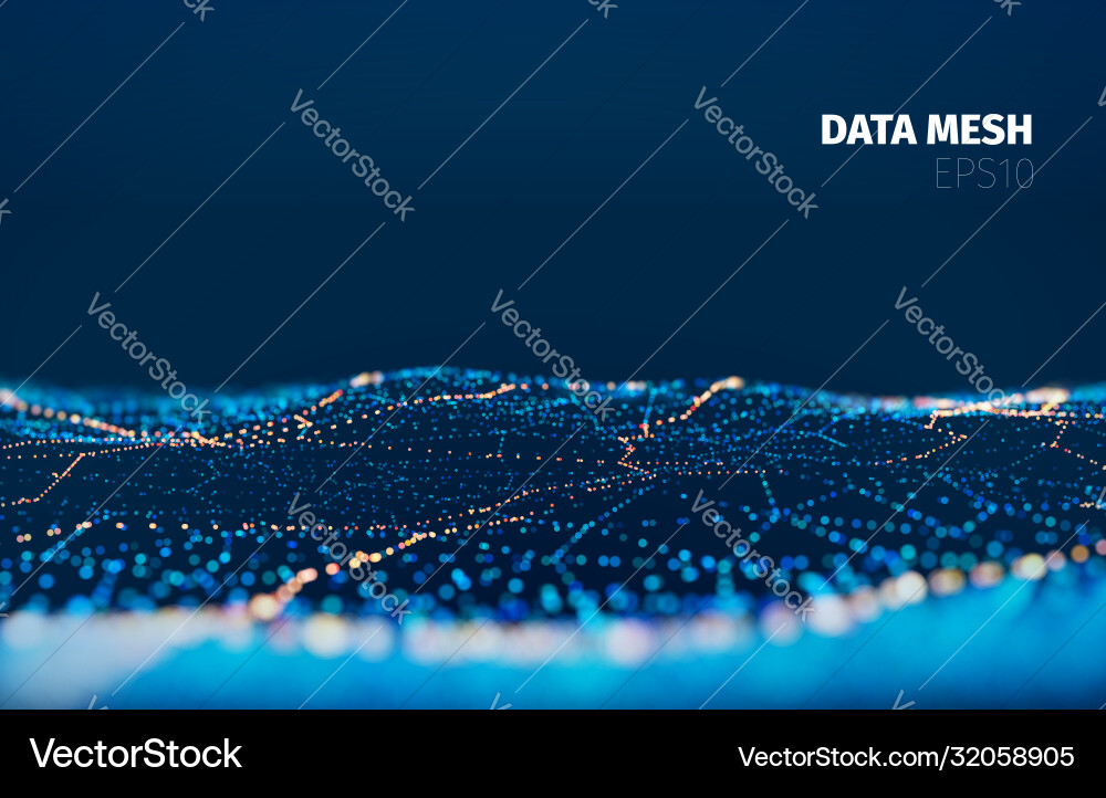 Particle grid technology background data Particle grid technology background data vector image