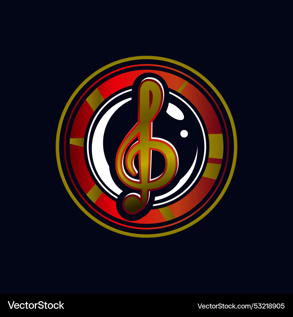 Red and gold music tone logo design Royalty Free Vector