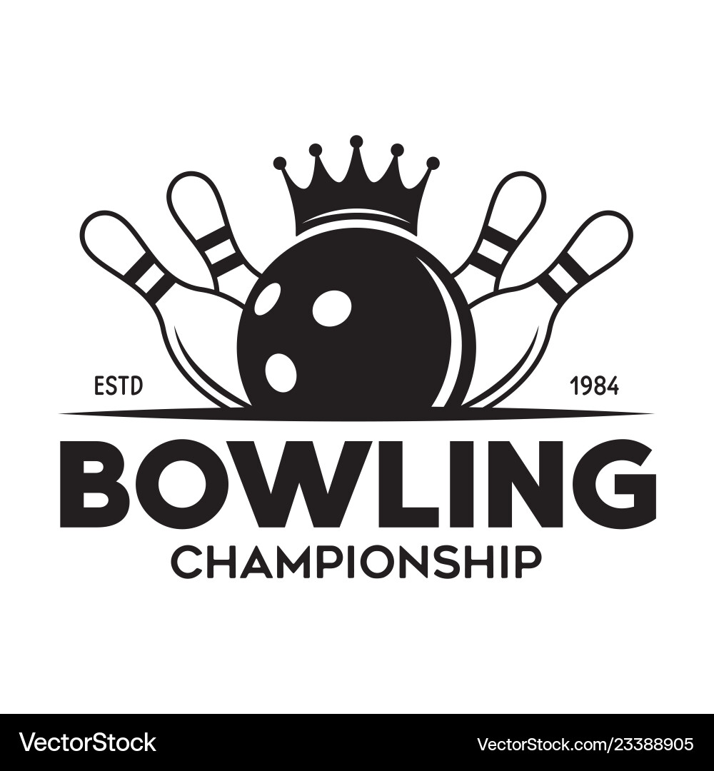 Retro Bowling Logo - Monochrome Style – Royalty-Free Vector | VectorStock, image size:1000x1080