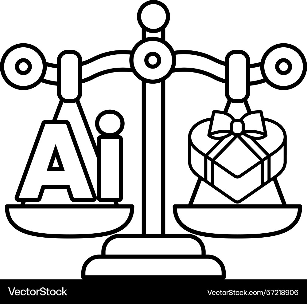 A scale with heart and the letters ai A scale with heart and the letters ai Vector Image