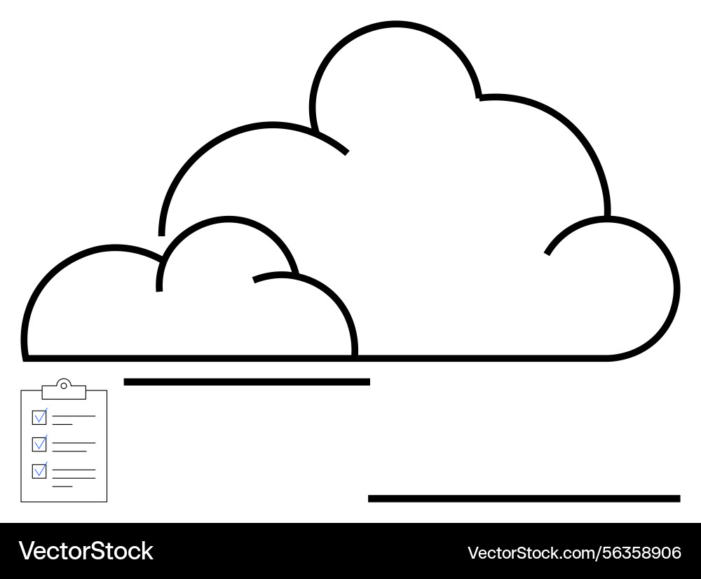Cloud outline with checklist symbolizing task Cloud outline with checklist symbolizing task vector image
