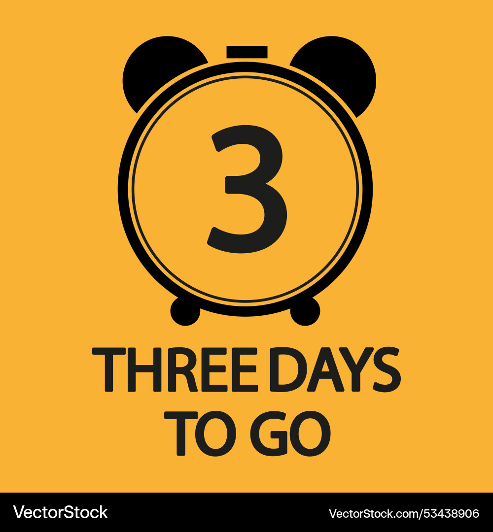 Countdown timer number three focus bold 3 days vector image