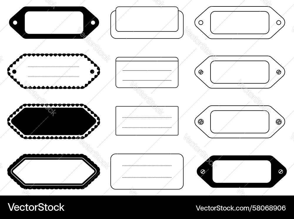 Drawer Label Set - Diverse Shapes Vector Image