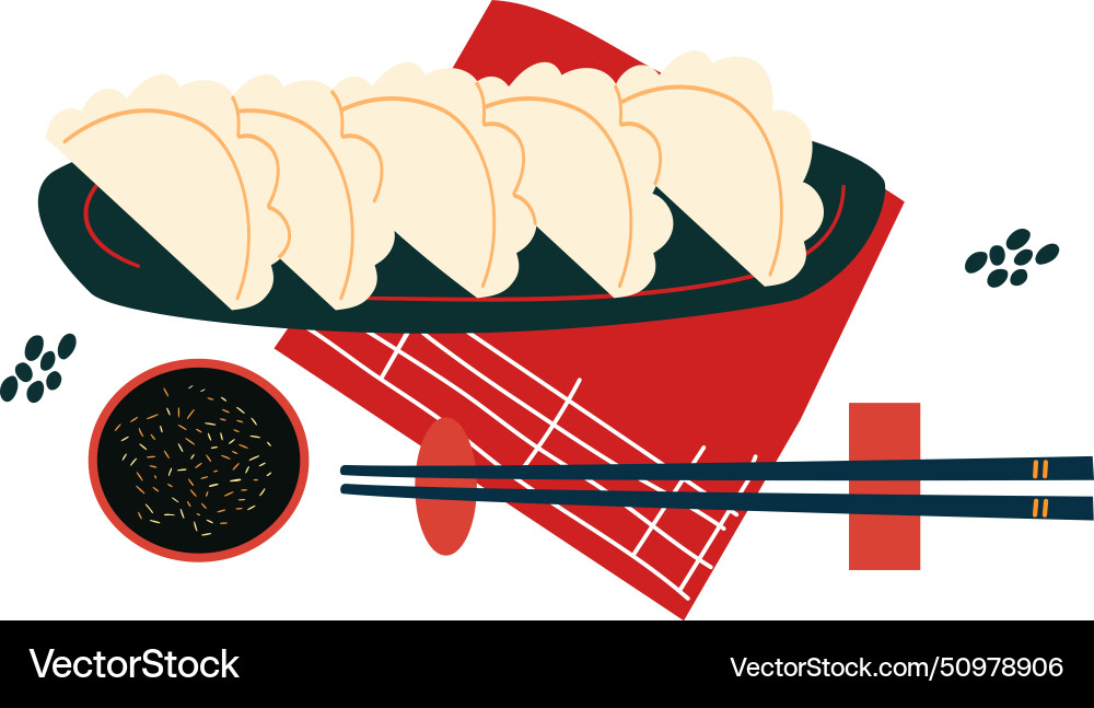 Dumplings asian meal japanese Dumplings asian meal japanese vector image