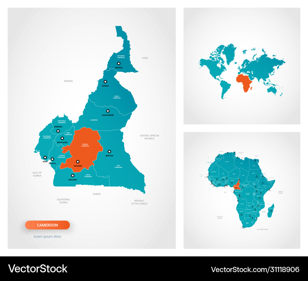 Editable template map cameroon with marks vector image