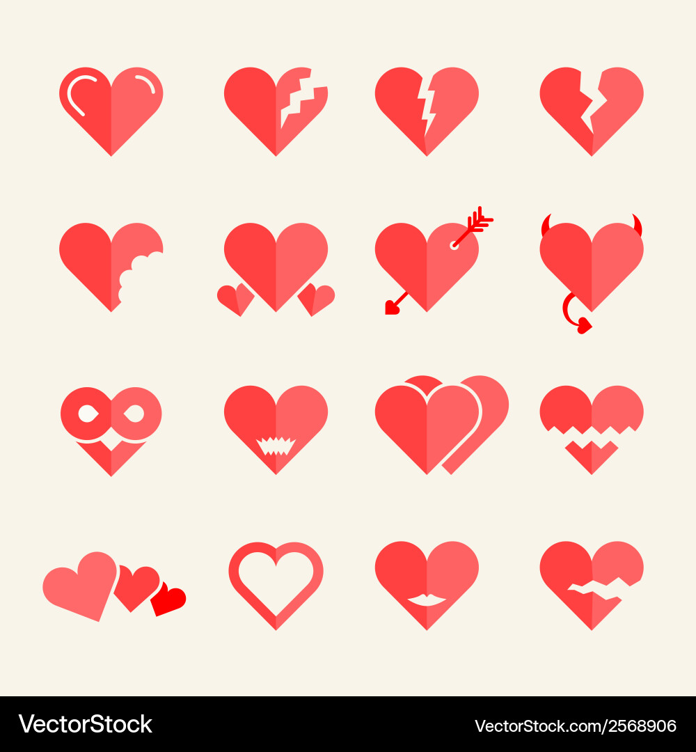 Flat hearts set Royalty Free Vector Image - VectorStock