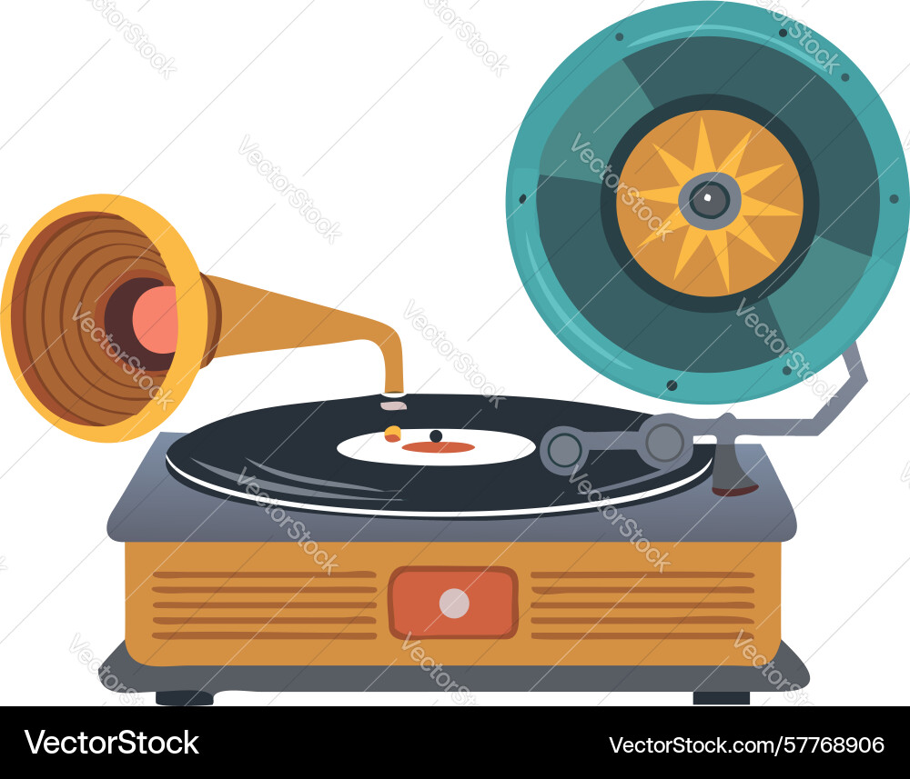 Gramophone separate speaker modular audio setup vector image