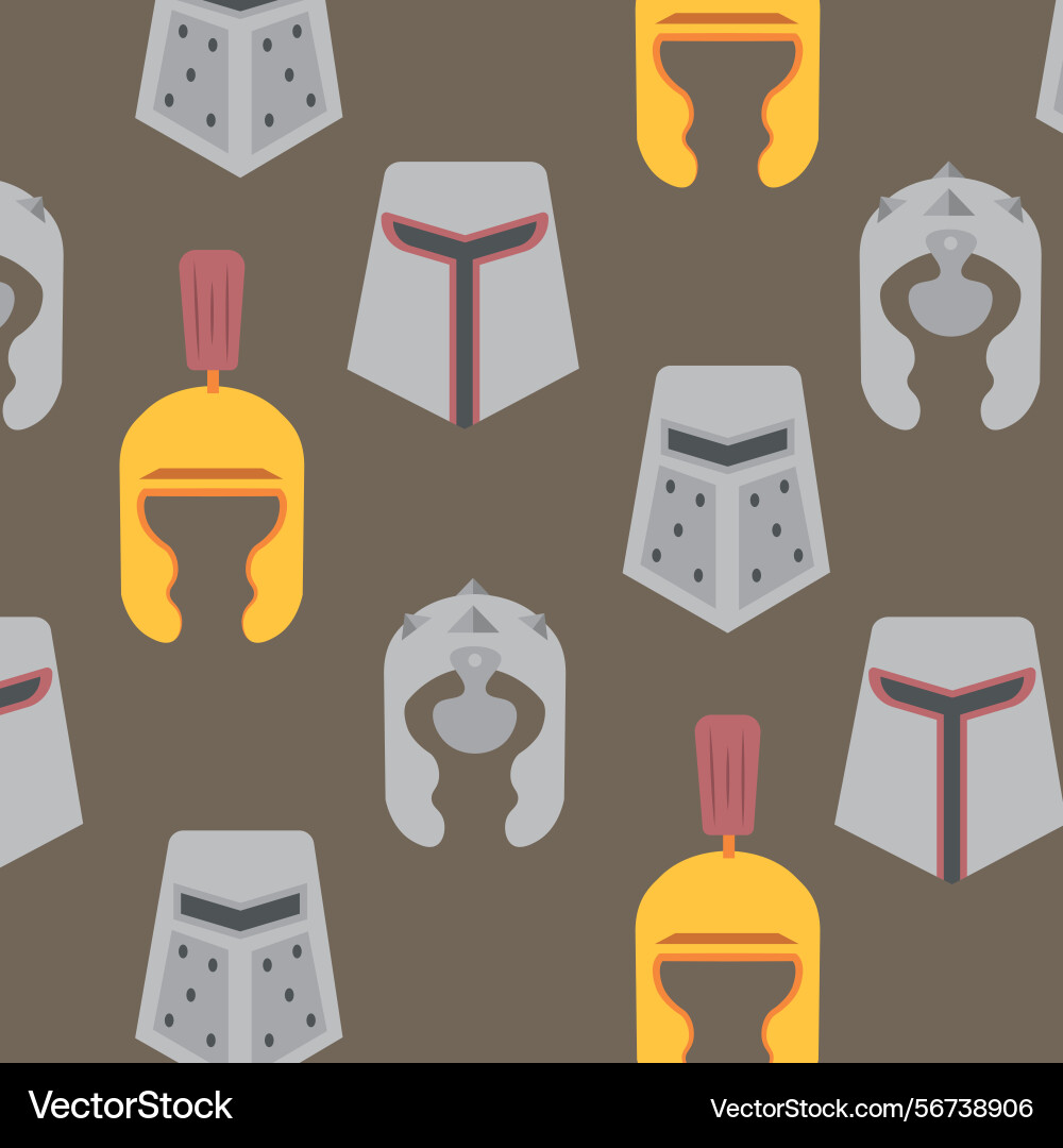 Medieval helmets pattern background Vector Image