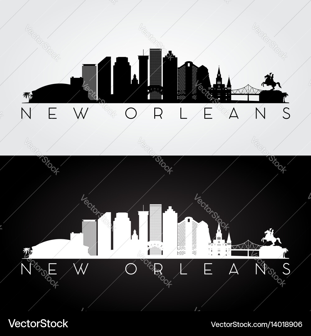 New Orleans Skyline Silhouette Vector Image