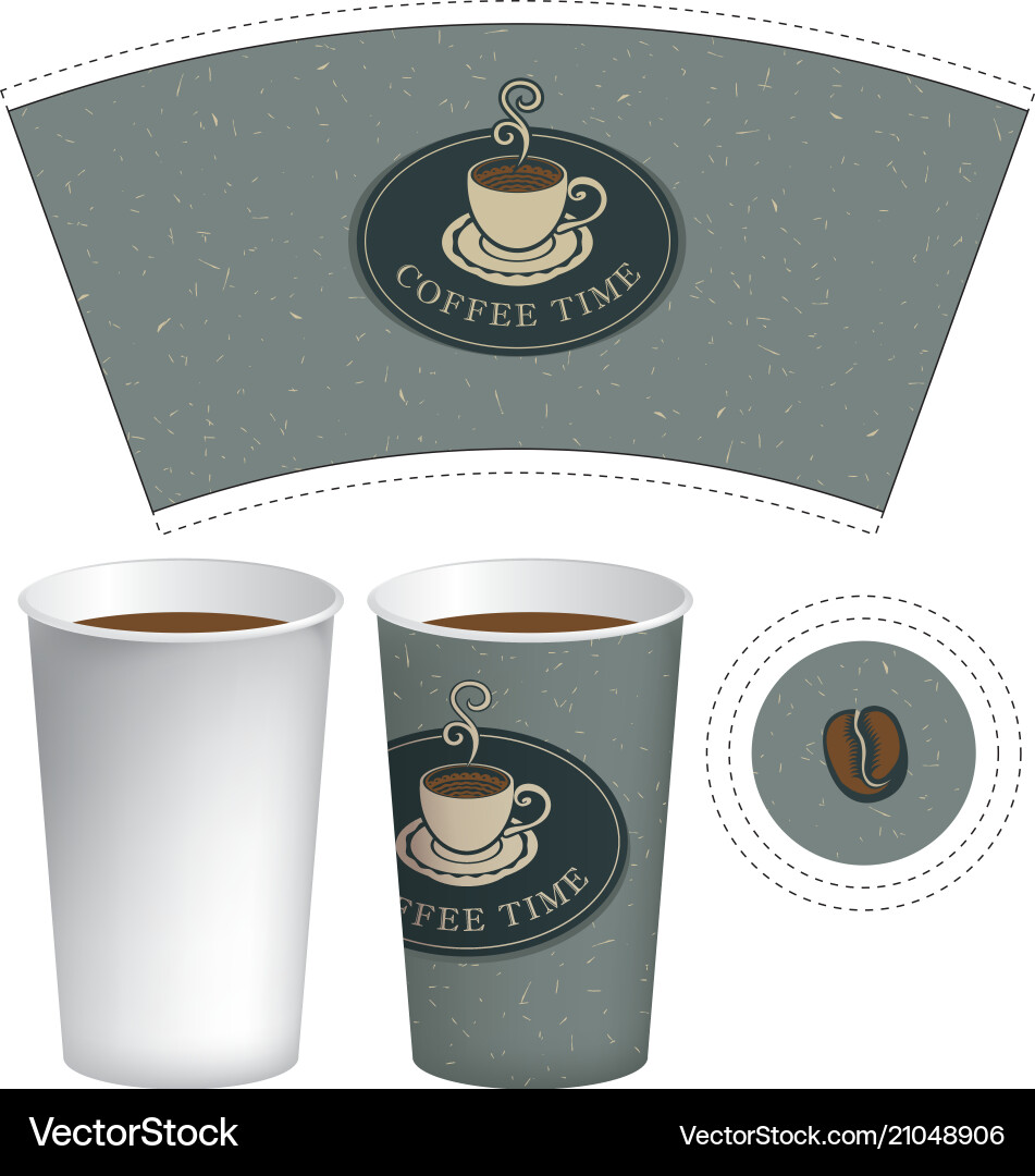 Paper cup template for hot drink with coffee Vector Image