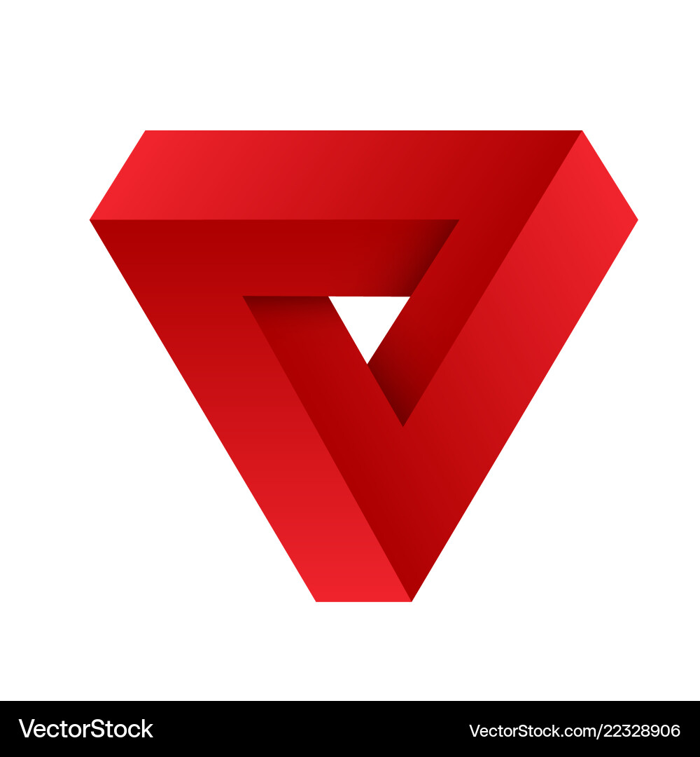 Red penrose triangle geometric 3d object optical vector image