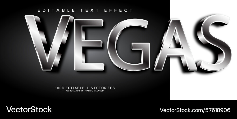 Vegas text effect with modern style design vector image