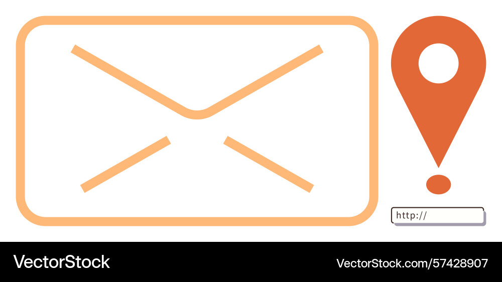 Abstract envelope with exclamation mark and url vector image