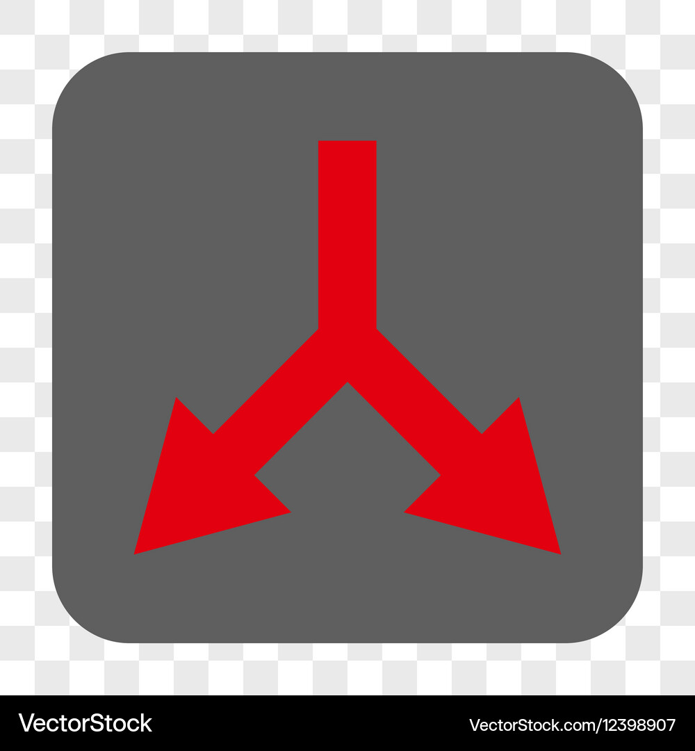 Bifurcation arrow down rounded square button Vector Image